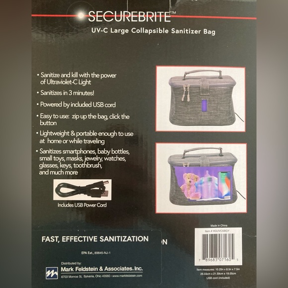 Securebrite Large Collapsible Sanitizer Bag NIB - Picture 2 of 5
